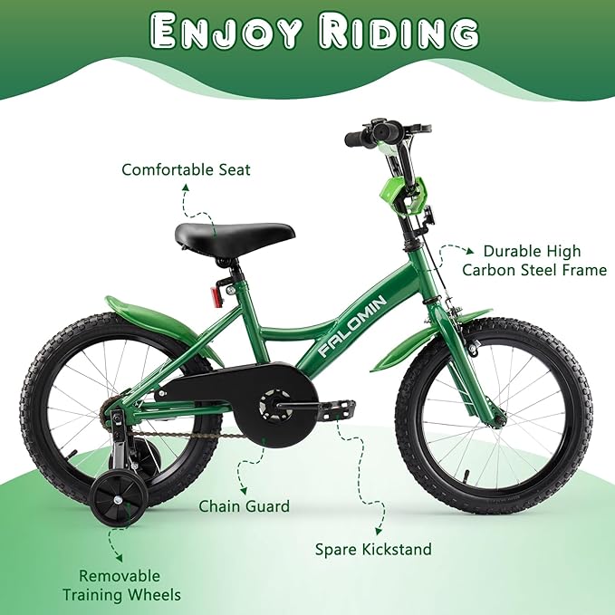 14/16/18 Inch Children’s Bike for Toddlers Kids Ages 3-9, Safe Non-Slip Tires, Removable Training Wheels, Coaster Brake, Easy Assembly, Perfect for Boys and Girls, Multiple Color