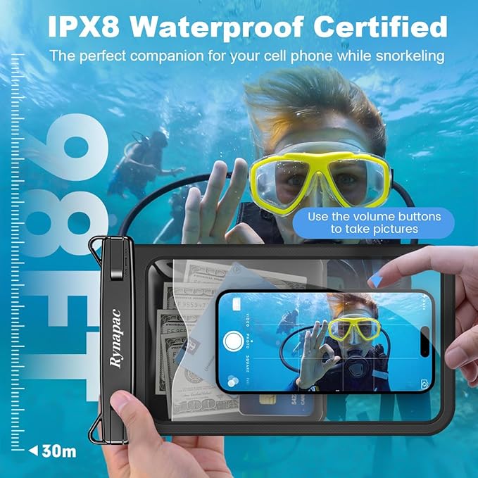 2 Pack Waterproof Phone Pouch - 10in Waterproof Phone Case with Lanyard, IPX8 Cell Phone Dry Bag Beach Cruise Ship Essentials for iPhone 16 15 14 Pro Max, Galaxy S25 S24 Ultra