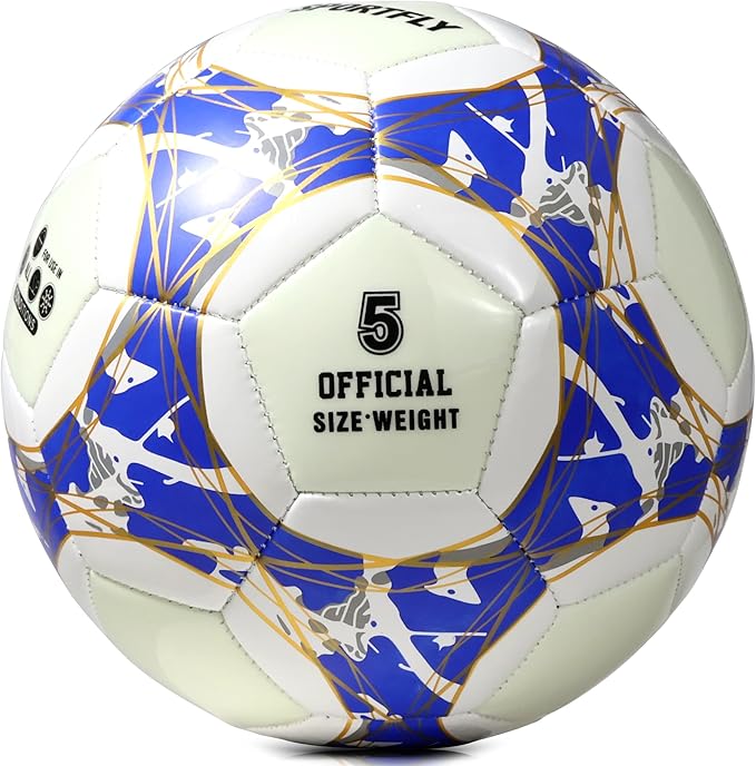 Soccer Ball Glow in The Dark Soccer Ball Size 5, Luminous Soccer Ball Gift Night Ball for Indoor Outdoor Play, Fluorescent Night Training Soccer Ball with Pump Kit