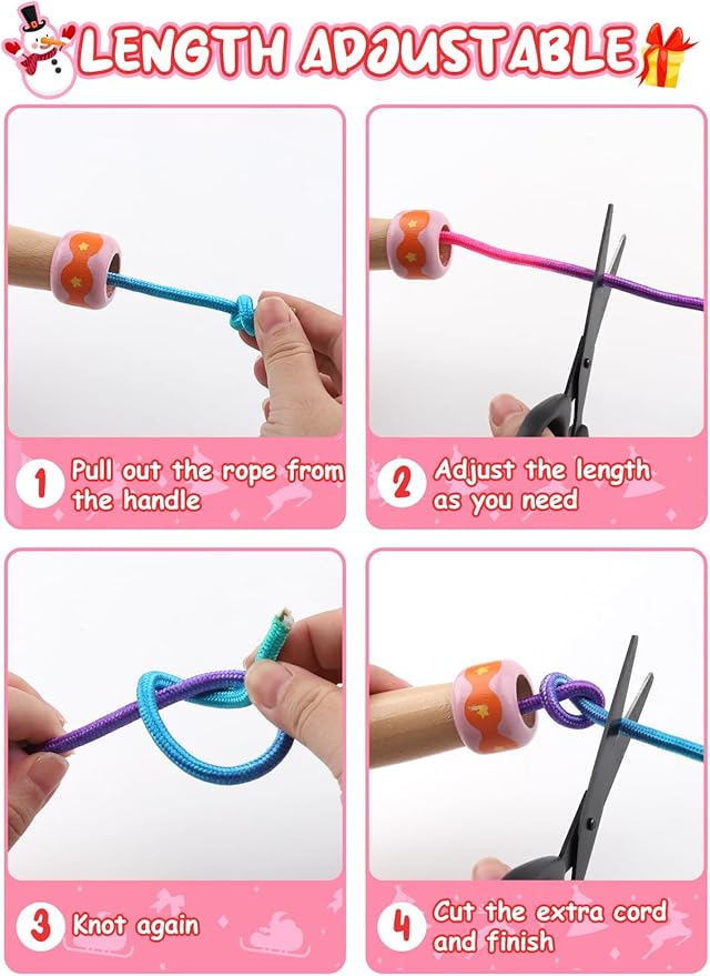 Jump Rope for Kids, Lorvain Adjustable Skipping Rope, Kids Jump Ropes with Wooden Handle for Girls Boys, Weighted Jumping Ropes for Fitness Workout Exercise Outdoor Fun Activity