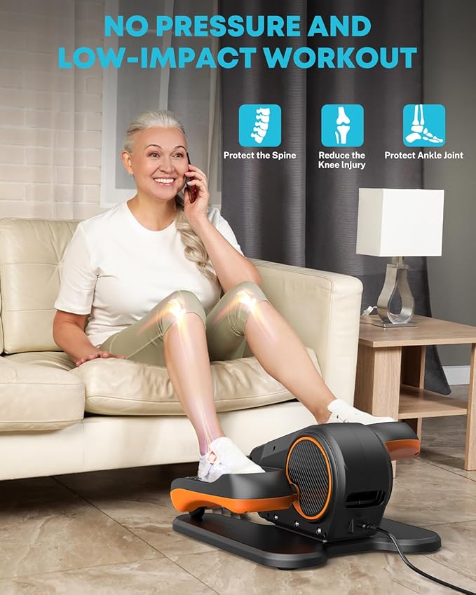 Gonex Under Desk Elliptical Exercise Machine for Seniors, Electric Ellipse Leg Exerciser with Remote, 16 Adjustable Speeds, Manual & 12 Auto Modes, Leg Exerciser While Sitting, Seated Pedal Exerciser