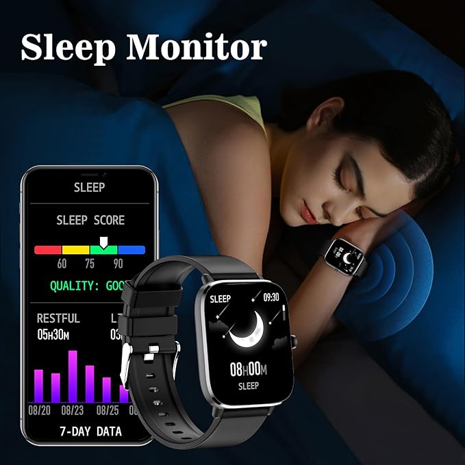 Smart Watch for Men Women (Answer/Make Call) - 1.9" Full Touch Screen Smartwatch iOS Android Compatible, Fitness Tracker Watch with Heart Rate Sleep Monitor, BP, SpO2, Step Counter (Stone Black)