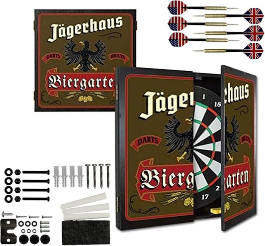 THOUSAND OAKS BARREL CO. | Personalized Dartboard & Cabinet Set with 6 Steel Tip Darts