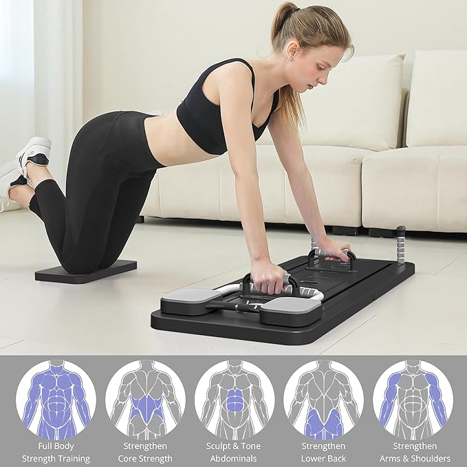 JANUA Pilates Board - Pilates Reformer Set, Multi-Purpose Foldable Pilates Reformer Board for Home, 5 in 1 Pilates Sliding Board