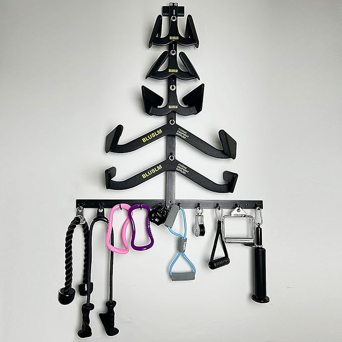 Lat Pull Down Bar Gym Accessory Rack, Lat Pulldown Attachments Cable Attachment Storage Rack for Mag Grip - Home Gym Fitness Heavy Duty A-Frame Stand
