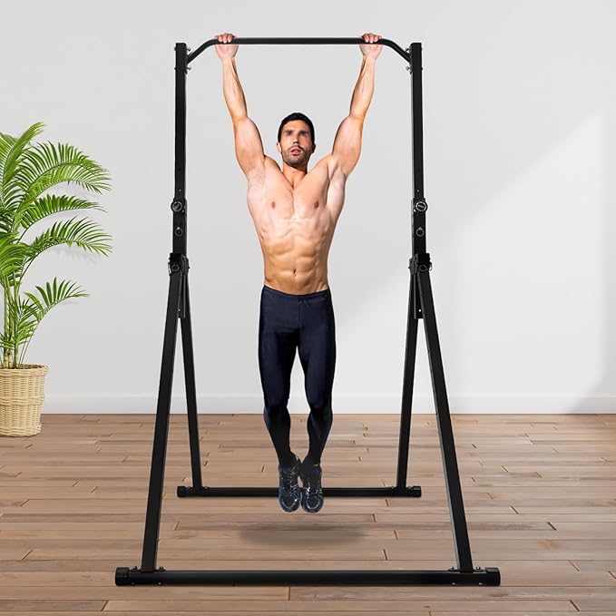 Pull Up Station, Foldable Power Tower Pull Up Bar Station, 5.74-7.55ft Height Adjustable Design, 200kg Load-bearing Capacity, Strength Training Fitness Equipment for Gyms