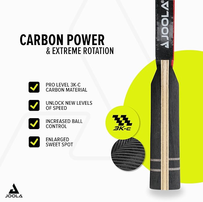 JOOLA Professional Infinity Carbon Table Tennis Bat ITTF Approved Competition Table Tennis Bat 29.5 x 18 x 3.5 cm Black
