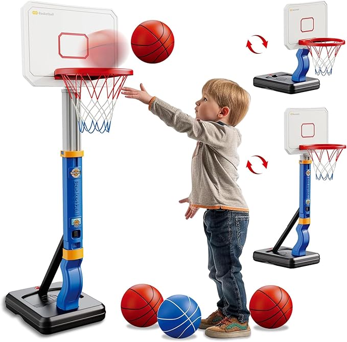 Toddler/Kids Basketball Hoop,Adjustable Height Poolside Mini Basketball Hoop, Swimming Pool Basketball Toys ,Indoor Outdoor Play Portable Basketball Games, Perfect Sports Gift for Boys Girls Age 3-12