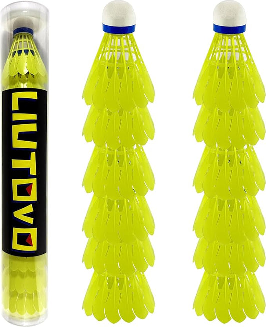 12 Packs Nylon Badminton Shuttlecocks Birdies Nylon Feather Shuttlecocks Badminton Birdies Great Stability & Durability Indoor Outdoor Sports Hight Speed Training