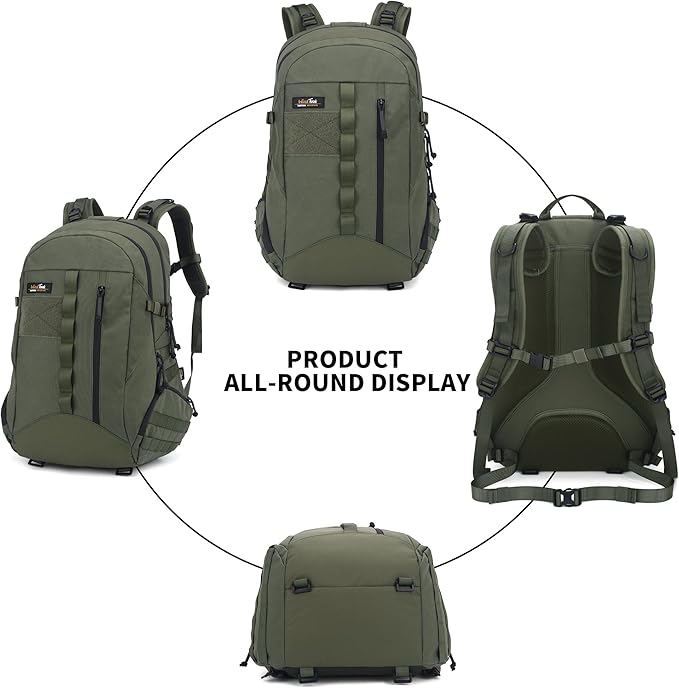 WindTook 30L Military Tactical Backpack for Men and Women,Molle Hiking daypacks Assault Pack 3 Day Bug Out Bag for Camping Travel Army Hunting Gym Rucksack Survival (Green)