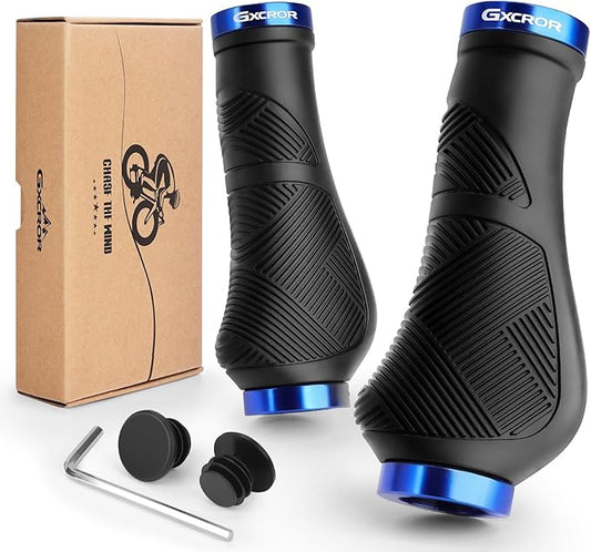 GXCROR Ergonomic Bike Handlebar Grips, Double Lock, Non-Slip Rubber, Universal 22.2mm, for MTB E-Bike