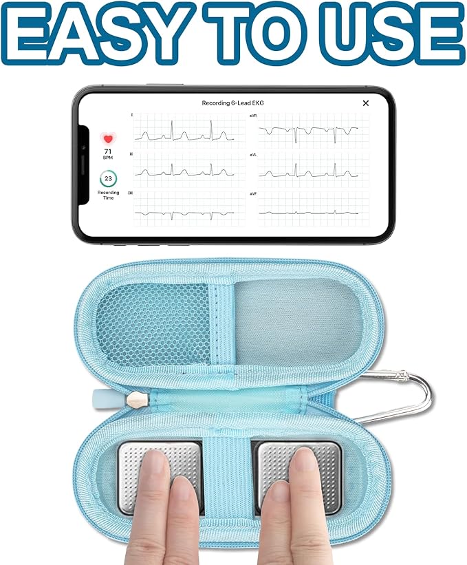 Case for Kardiamobile EKG Monitor, Compatible with Kardiamobile EKG Heart Monitor, Hard Travel Box for Alivecor Kardia Mobile 6L, Pill Box and Carabiner Clip Included