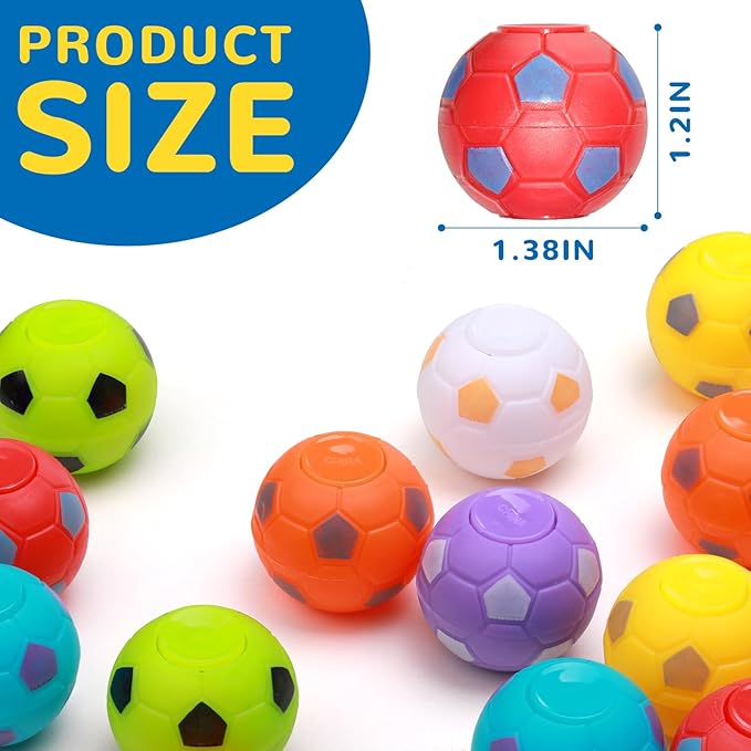 SCIONE 36 PCS Mini Fidget Spinners Soccer Ball Toys for Kids, Soccer Party Favors Goodie Bag Stuffers, Rotatable Soccer Finger Stress Balls for Classroom Prizes