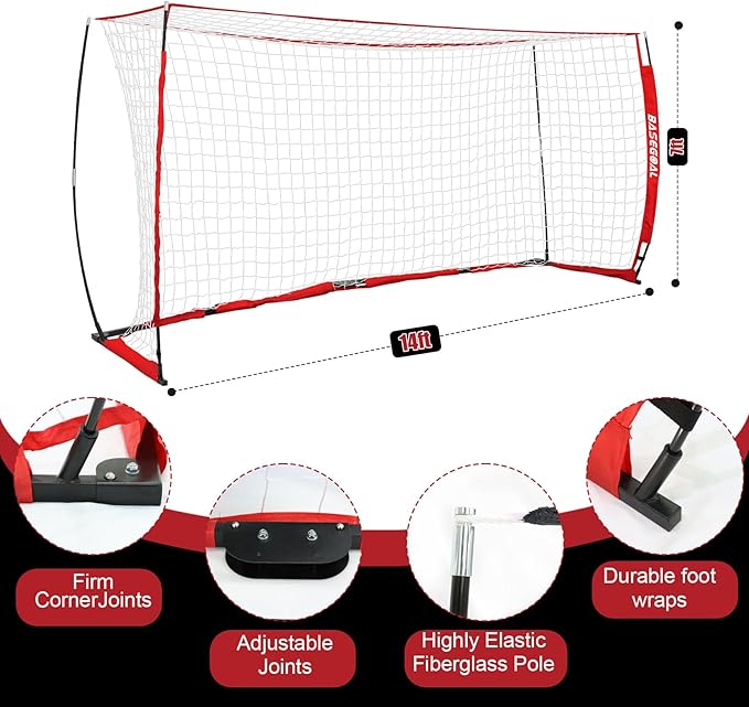 Soccer Goal,Soccer Net,Soccer Goals for Backyard,with Bow Frame,Collapsible Metal Base and Agility Ladder