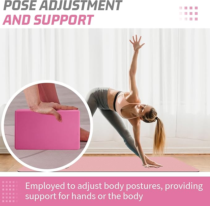 Biguphate Yoga Blocks 2 Pack, EVA Foam Yoga Block Supportive Latex-Free, Non-Slip Exercise Blocks, Yoga Accessories for Pilates, Meditation, Balance, Stretching and Deep Poses