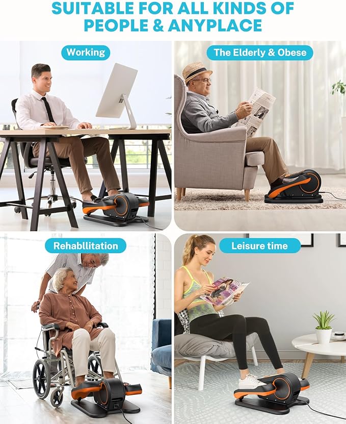 Gonex Under Desk Elliptical Exercise Machine for Seniors, Electric Ellipse Leg Exerciser with Remote, 16 Adjustable Speeds, Manual & 12 Auto Modes, Leg Exerciser While Sitting, Seated Pedal Exerciser