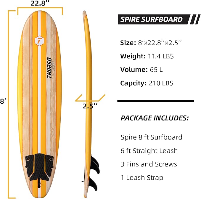 Thurso Surf 7/8 ft Soft Top Foam Beginner Surfboard for Adults and Kids Perfect Longboard for Surfing Beach Fun and Water Sports Lightweight and Durable Modern Design for All Levels of Surfers