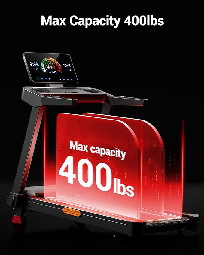 UMAY Fitness Treadmill with Incline, Foldable Compact Treadmills for Home with Pulse Sensors, Max 300/400 LBS Capacity, 3.0/3.5HP Quiet Brushless, Max 8.7 MPH