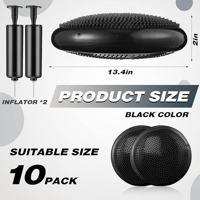 Leitee 10 Pcs Wobble Cushion Inflated Wiggle Seats 13.4'' Balance Disc with Air Pump Sensory Flexible Seat Balance Pad for Focus Sensory Training Core Stability Physical Exercise Home Office