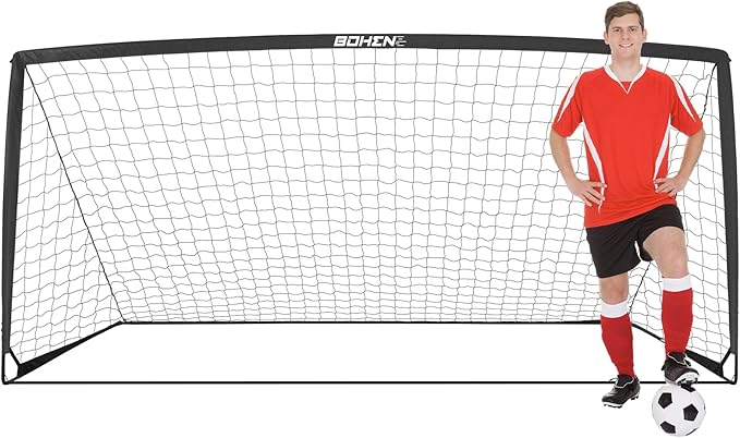 BOHEN 11x5.5 FT/9x5 FT/6x4 FT Portable Metal Soccer Goal for Backyard with Carry Bag - Fun for Outdoor Indoor Training Games for Kids and Adult, Easy Storage and Transportation
