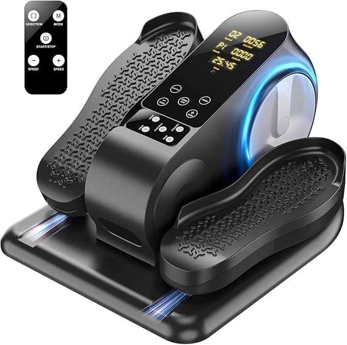 Under Desk Elliptical Machine - Upgraded Model, Ellipse Leg Exerciser for Seniors Fully Assembled, Quiet & Portable,Electric Seated Pedal Exerciser with Remote Control & 12 Adjustable Speeds
