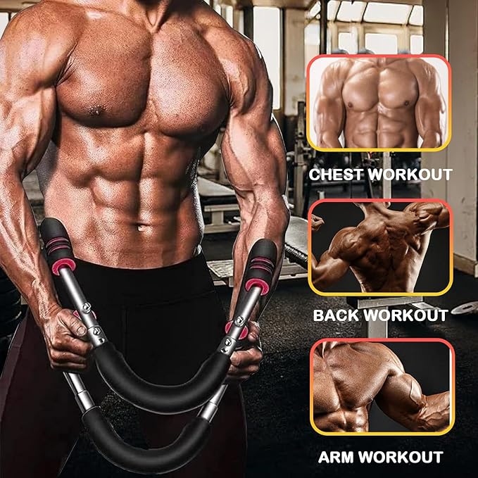 Adjustable Power Twister Bar 40-100lb, Home Gym Chest and Arm Workout Trainer with Ergonomic Foam Grip, Portable Muscle Strength Enhancer