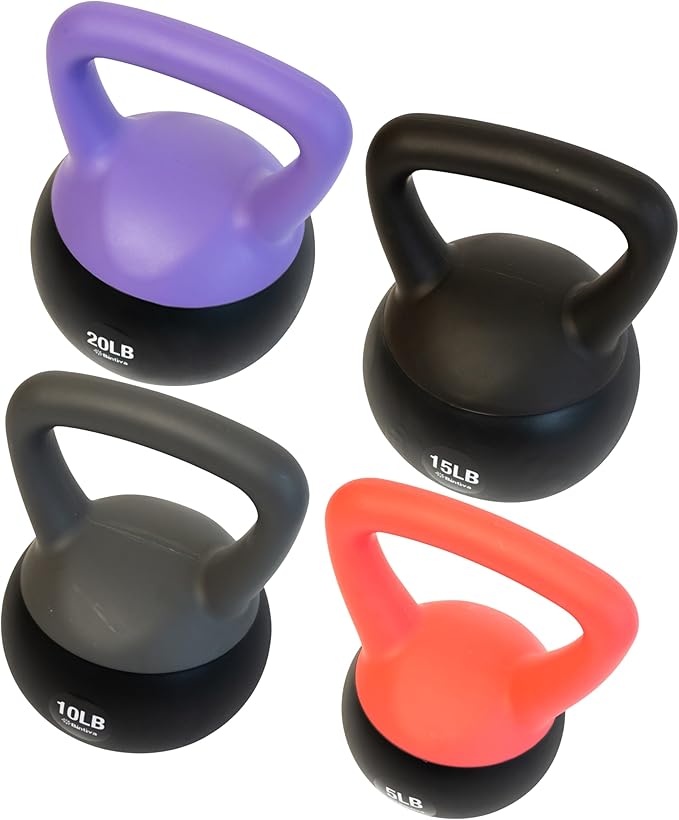 bintiva Soft Kettlebells - Sea and Iron Sand Filled Weights for Women and Men - Color Coded Kettle Bell Sets