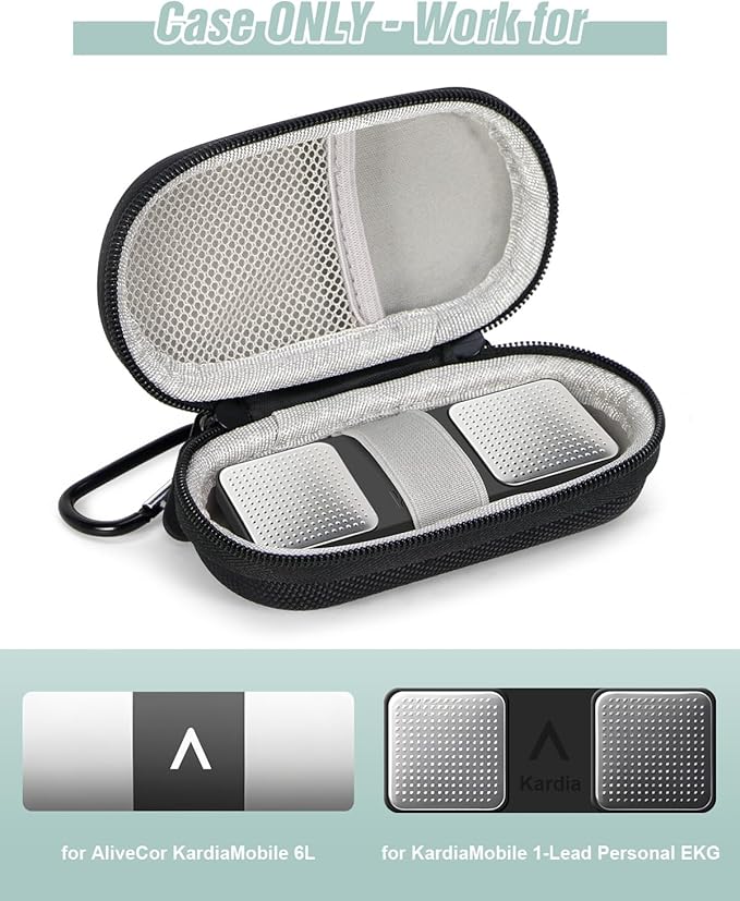 Ultra-Hard Heart Monitor Case for Kardiamobile EKG Monitor 6L, 1L - Small Travel Case for AliveCor Kardia Mobile 6L Max Personal EKG Monitor - Shockproof Storage Carrying Pouch Bag