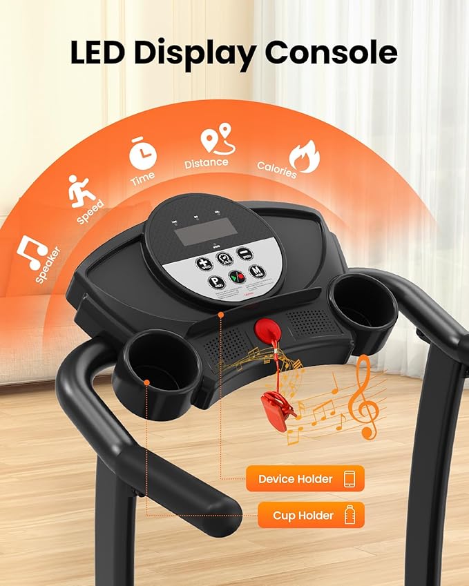 Treadmills for Home, 3.0HP Quiet Brushless Foldable Treadmill with Incline, Small Space Portable Running Walking Machine, 300 Lbs Capacity with Bluetooth APP & Pulse Monitor