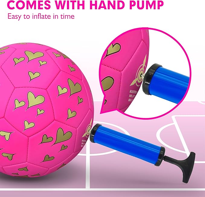 Soccer Balls Size 3 for Girls Soccer Ball for Kids Aged 4-6 6-8 Beginners Outdoors Sports Ball Recreation Playing Ball Birthday Christmas Back to School Gifts