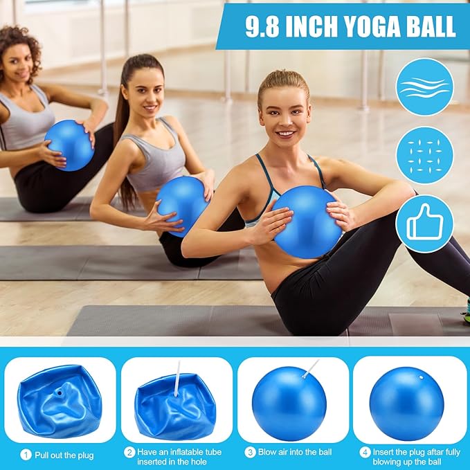 10 Pcs Pilates Ring Set for Women Home Yoga Equipment Accessories Pilates Ring Circle and Ball Workouts Gift Include Ball Yoga Circle Resistance Bands Block Straps Gym Bag