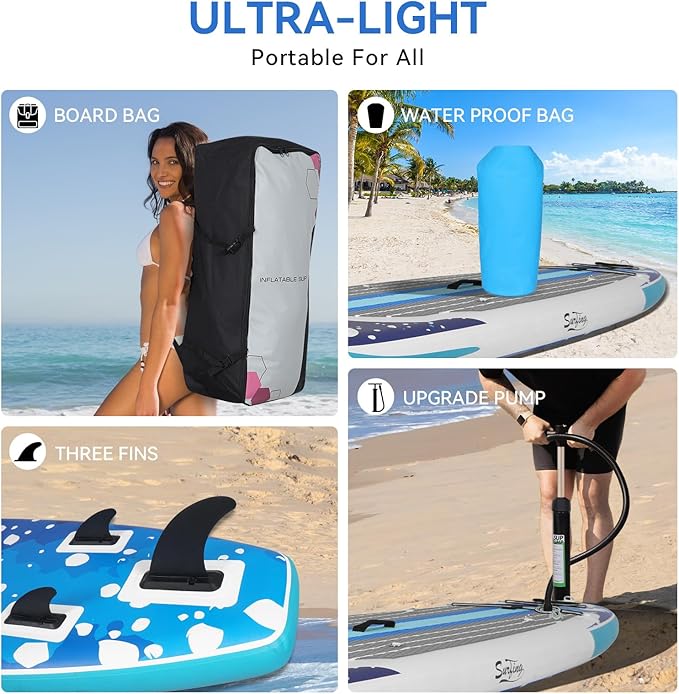YUSING Inflatable Stand Up Paddle Board with Kayak Seat, Non-Slip Deck SUP Paddle Board with Premium Kayak, Portable Standing Boat for Youth & Adult