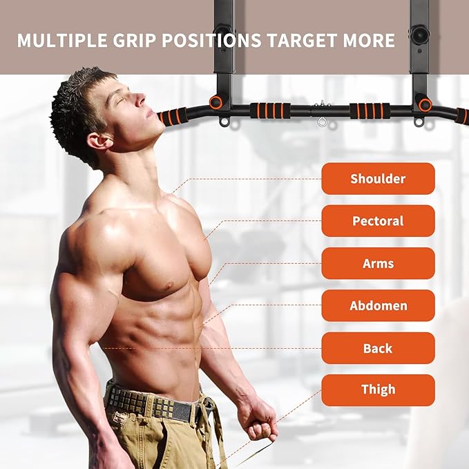 Pull Up Bar Wall Mounted: Wall Adjustable Joist Mount Pull Up Bar & Chin Up Bar for Home Gym Workout Strength Training Equipment