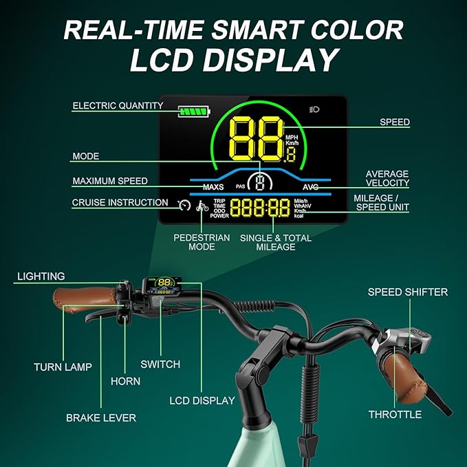 V80 Electric Bike, 1000W Motor 28MPH Ebike, 48V 13Ah Removeable Battery, 26'' City Cruiser Adult Electric Bicycles up to 70 Miles