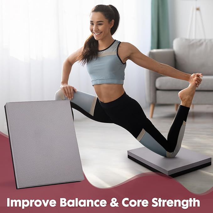 Balance Pad- High-Density Foam Cushion Mat for Yoga, Exercise & Fitness, Non-Slip Stability Trainer for Core Workouts, Thick Foam Balance Board (19.7×15.7×2.4 in)