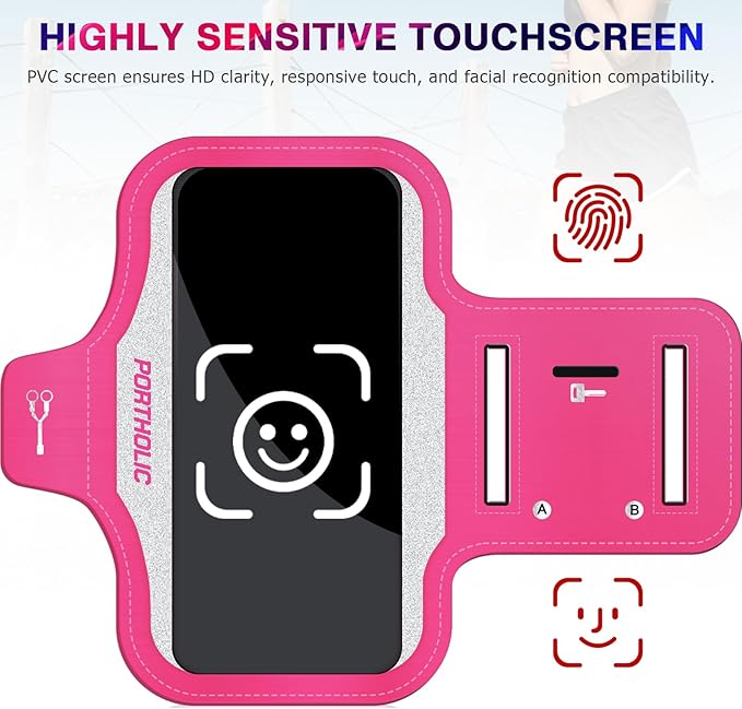 Running Armband with Large Reflective Strips, for iPhone 17/16/15 Pro/Pro Max/14 Plus/13/11/XR/XS, Galaxy S25/24 Water Resistant Phone Holder Case with Extension Strap, Key Card Slot, Earphone Holder