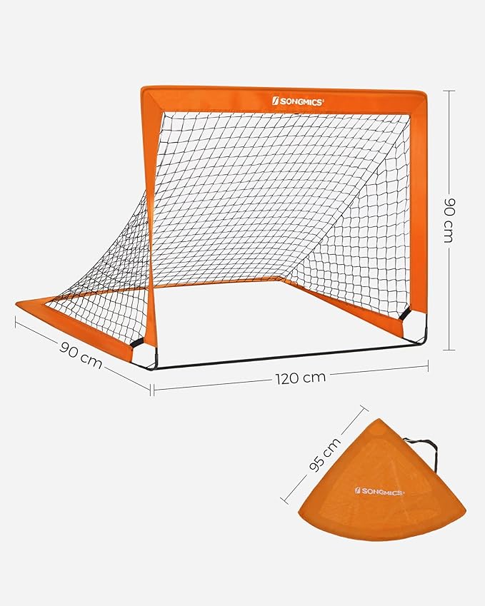 SONGMICS Kids Soccer Goals for Backyard, 4x3 ft Portable Soccer Nets Training Equipment, Toddler Soccer Goal with Carrying Bag, for Field
