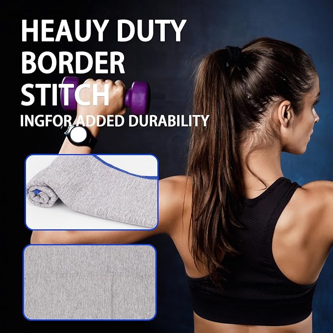 5 Pack Microfiber Gym Towels for Working Out, 16" X 26.8", Silver ION Odor-Free Absorbent Fiber, Fast Drying and Quick Dry Towels for Body Sweat, Working Out