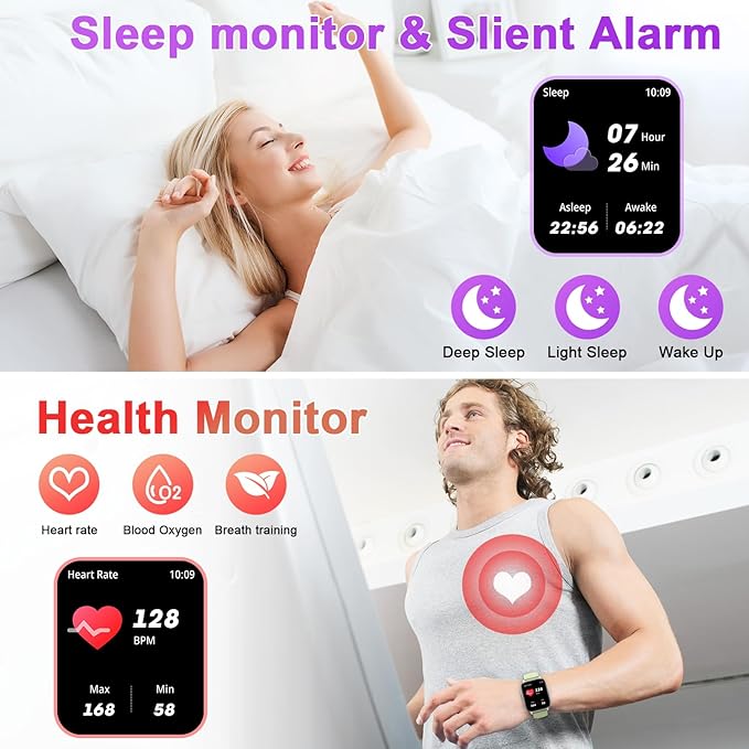 Smart Watch for Men Women Fitness: Make/Answer Call Smart Watches for Men Digital Mens Watches Step Tracker Waterproof Smartwatch Android Phone iPhone Samsung Compatible Heart Rate Monitor Light Blue