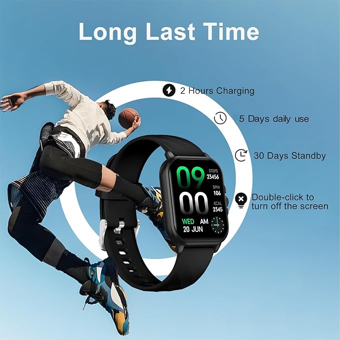Smart Watches for Men Women Fitness Tracker Watch 2.04 HD Screen Sport Watch with ChatGpt AI Voice 3 Bands Step Counter 24/7 Heart Rate Sleep Monitor Smartwatch for Android iOS (Black)
