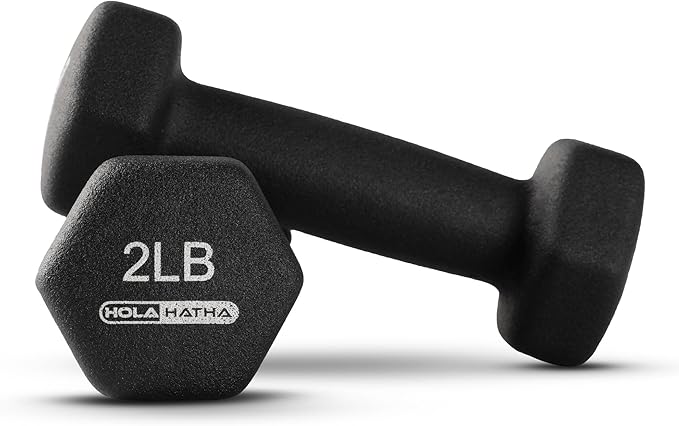 HolaHatha 2, 3, 5, 8, and 10 Pound Neoprene Dumbbell Free Hand Weight Set with Rack, Ideal for Home Exercises to Gain Tone and Definition, Pastel
