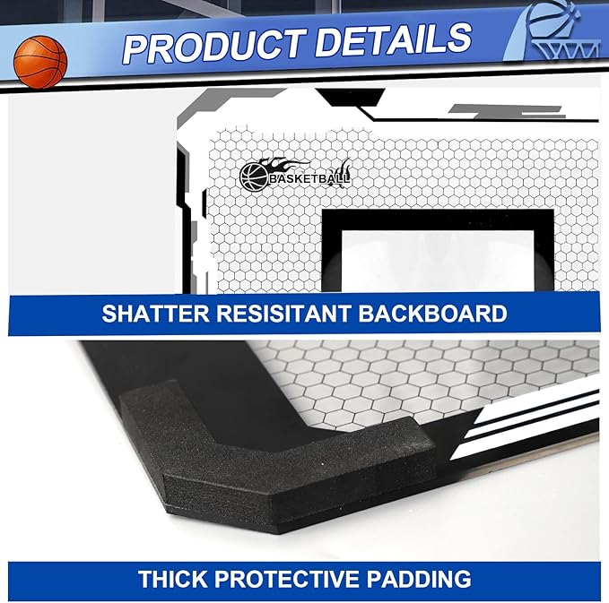 Indoor Basketball Hoop Set for Kids Adults, Pro Mini Basketball Hoop for Door Wall, Room Basketball Hoop Over The Door Outdoor Basketball Hoop with 4 Balls Toy Gift for Boy Girl