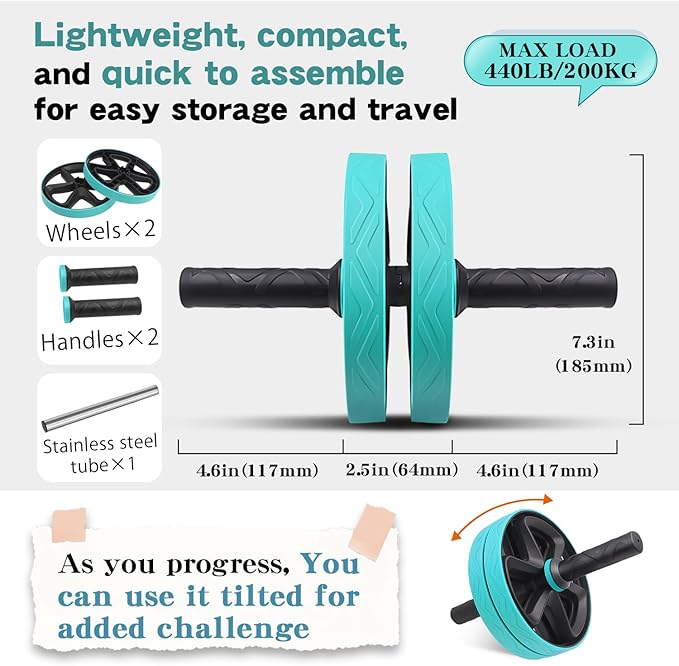 Ab roller wheel abdominal exercise core workout weight loss no noise easy to assembling light weight perfect home gym equipment for men & women