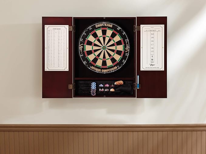 Viper Metropolitan Solid Wood Sisal/Bristle Steel Tip Dartboard Cabinet: Cabinet Only (No Dartboard), Mahogany Finish