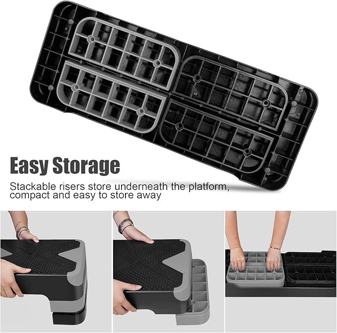 Exercise Workout Aerobic Step Platform Trainer, 27" Aerobic Stepper with 4"-6"-8" Adjustable Height Risers