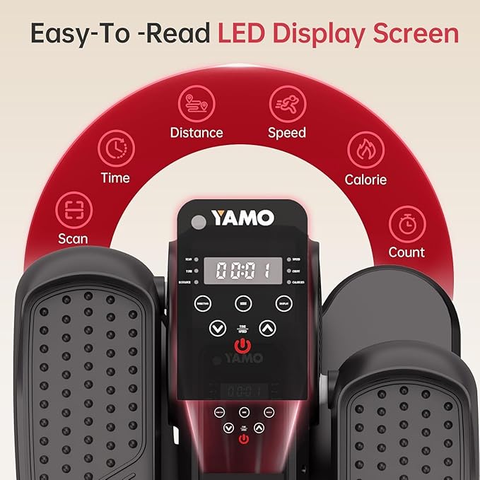 YAMO Under Desk Elliptical Machine Seated Ellipse Leg Exerciser for Seniors Fully Assembled Quiet Portable Elliptical Pedal Exerciser with Remote Control 12 Adjustable Speed Levels