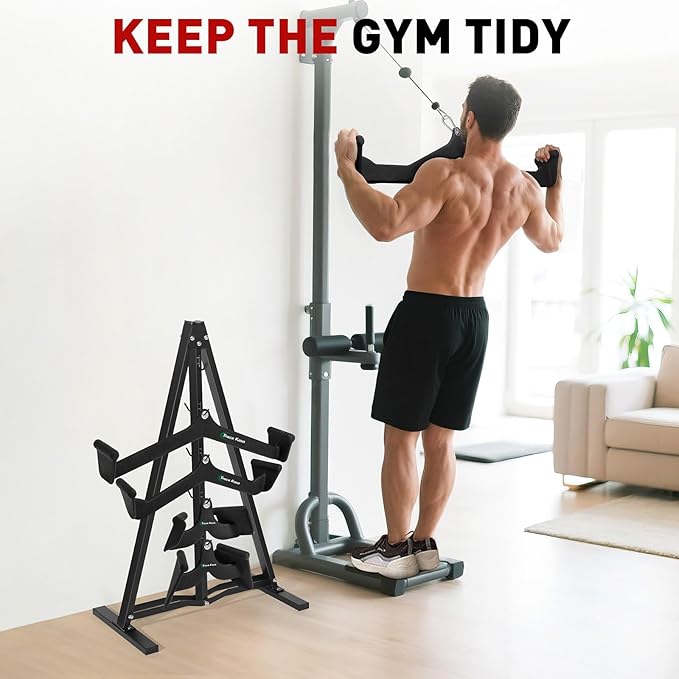 Lat Pulldown Attachments Rack - Home Gym Storage for Cable Machine Lat Pull Down Bar Gym Organizer