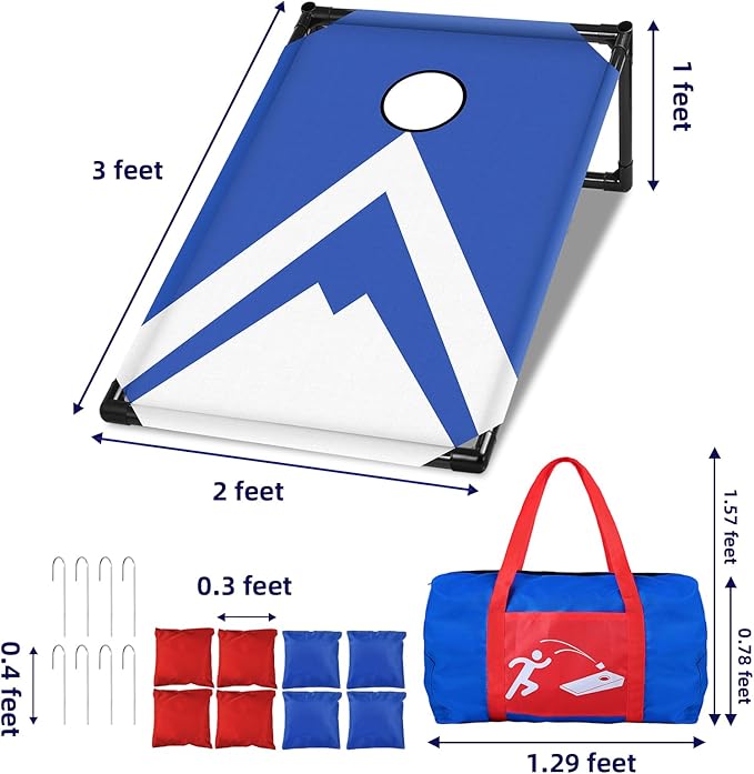 NZQXJXZ Portable Cornhole Board Set 3x2 Ft with 8 Bean Bags Corn Hole Toss Game Cornhole Games for Indoor and Outdoor Parties, Ideal for Kids, Adults, Camping Travel,Parties,Beach, Yard