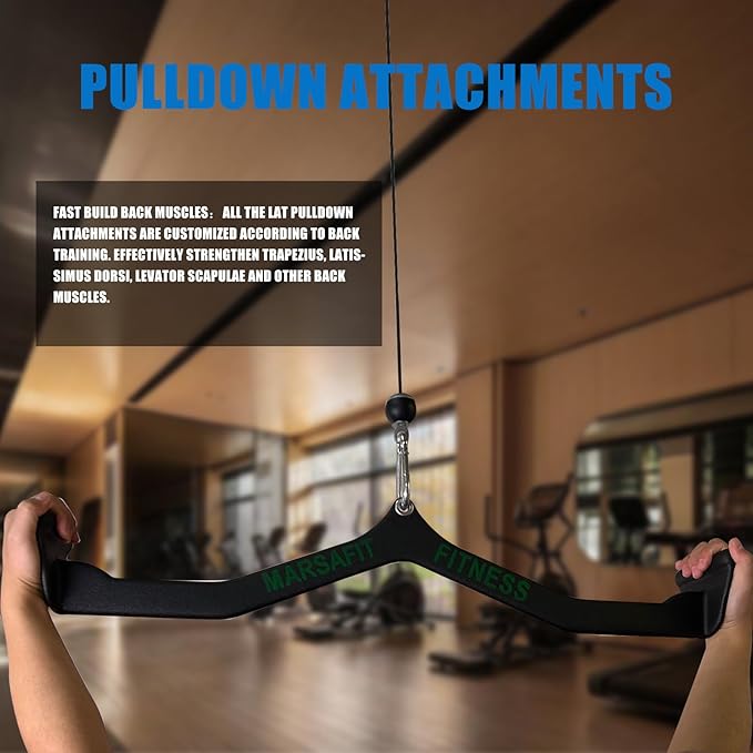 MARSAFIT LAT Pulldown Attachments, Rowing T-bar V-bar, Cable Machine Attachment, LAT Pull Down Bars, Back Tricep Bar Strength Training Handle for Home Gym Fitness,Pulley Cable Machine Attachments.