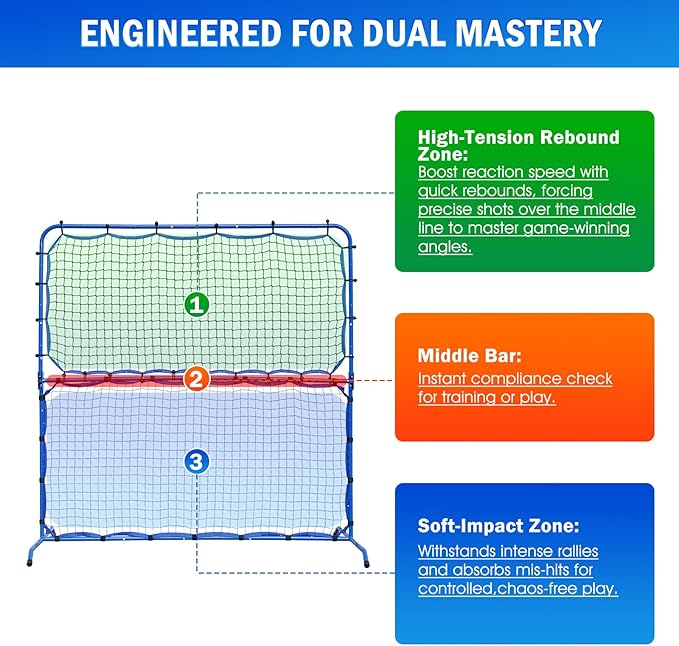 Pickleball Practice Rebounder Net for Dink Volley Solo Training Equipment, 7.9FT or 6FT 2in1 Mini Pickleball Net Portable Trainer for Outdoor Driveway Backyard Indoor Garage, Easy Setup & Storage
